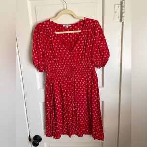 Madewell Red Floral Midi Dress